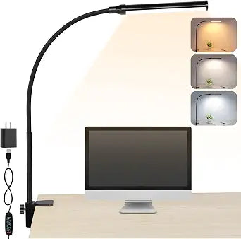 ShineTech LED Desk Lamp with Clamp,Clip On Desk Lamp for Home Office