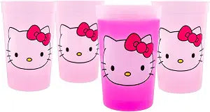 Silver Buffalo Sanrio Hello Kitty Color Change, Plastic Cup Set, 4pk, 15oz