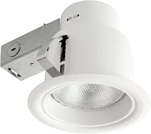 Globe Electric 90671 5" Rust Proof Indoor/Outdoor Ridged Baffle Round Trim Recessed Lighting Kit, White, Easy Install Push-N-Click Clips, 4.5" Hole Size, Dimmable, Porch Light, Bulb Not Included