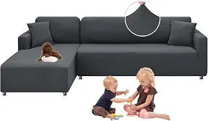 XINEAGE 2pc Stretch L Shaped Sectional Couch Cover - Sofa Cover for Dog