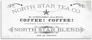 North Star Tea Coffee Vintage Sign, 17 x 40 Inch Canvas Wall Art