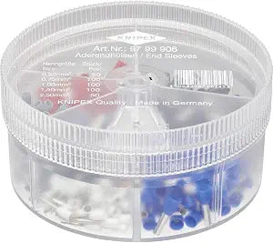 KNIPEX Assortment Boxes, with 450 Insulated Wire Ferrules, 0.5-2.5 mm, in Practical Dispenser Box, by DIN Colour Code, Wire Ferrules Kit, 97 99 906