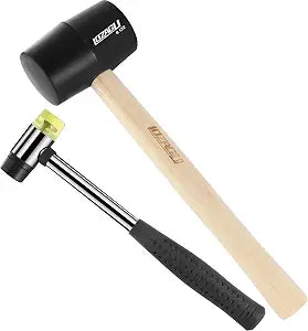 2-Pack Rubber Mallet Hammer Set, 8oz & 25mm Small Rubber Mallet Hammer Tool, Rubber Mallet for Flooring, Tent Stakes, Woodworking, Camping, Crafts, Jewelry Wood Rubber., LOZ-M0825