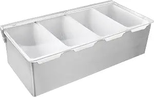 New Star Foodservice 48025 Stainless Steel Condiment Dispenser with 4 Compartments (NO ICE Tray Included)