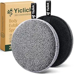 Yiclick Exfoliating Body Scrubber (2 Pack), Body Exfoliator Scrubber, Exfoliating Sponge for Shower Bath, Shower Loofah Luffa Lufa with Handle, Dead Skin Exfoliator for Body Scrub, Men Women