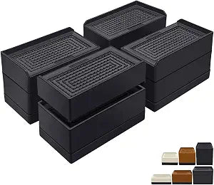 ANNKUT Rectangle Bed Risers, 3 Inch Heavy Duty Adjustable Furniture Risers for Bed Sofa Table and Couch LiftSupport Up to 1,300 Lbs (4 Pack-Black)