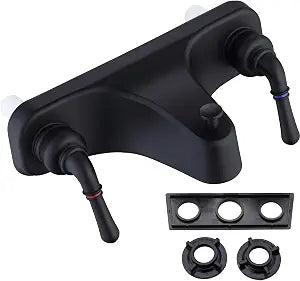 Tub/Shower Faucet 8" with Diverter for RV/Mobile Travel Home, Economical Two Handle Classic Shower Faucet Center-Set (Black)