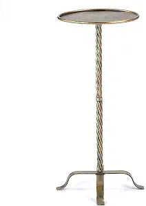 Metal Martini Table, Modern Antique Gold Side Table with 4 Legs, 27.75" Small Round Drink Table for Small Spaces Living Room Sofa Couch Patio