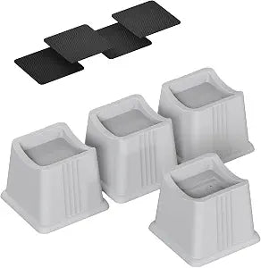 4 Pack Adjustable Bed Furniture Risers Elevate 3" in Height, Heavy Duty Rectangle Blocks for Couch,Chair,Table Legs,Bed,Cabinet,Durable Plastic Risers Lifts up to 2500Lbs. (Grey, 3 Inch)