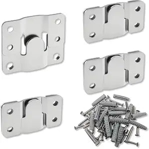 4-Pairs Flush Mount Brackets 56x30mm, Heavy Duty Stainless Steel Interlocking Hangers Kit with Screws for Picture Frame, Mirror, Furniture & Headboard Wall Mount