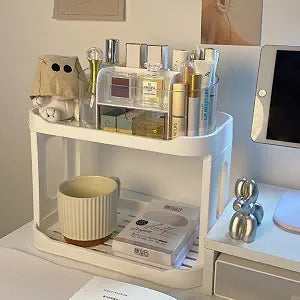 2-Tier Desk Organizers & DispensersMail Holder for Office Desk OrganizationKitchen Spice Rack or Bathroom Countertop Organizer, Gift for Teachers, Classmates, and Friends,White