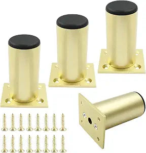 4-Pack Adjustable Aluminum Alloy Furniture Legs 3" Height Gold