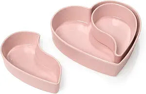 Paris Hilton Iconic Ceramic Stoneware Heart Serving Dish Set, Adorable 3-Piece Design with Two 1.5 Cup Small Dishes and One 5 Cup Large Dish, Microwave & Dishwasher Safe, Pink