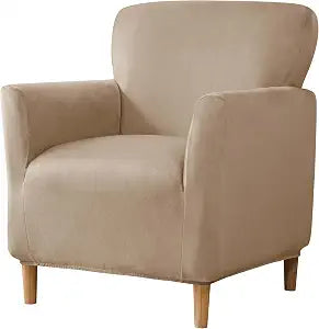 MIFXIN Banquet Armchair Slipcover Chair Cover Velvet Stretch Armchair Sofa Cover 1 Piece Spandex Elastic Furniture Protector Couch Slipcover for 1-Seater Sofa with Arms (Camel)