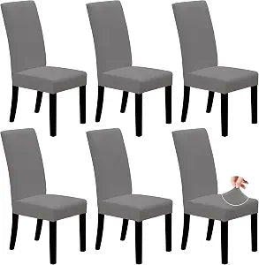 Easy-Going Stretch Dining Room Chair Slipcovers Set of 6, Light Grey