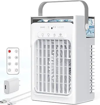 Portable Air Conditioners For Indoor Office Bedroom, USB Charging Small Cooling Fan, 3-in-1 Portable AC Unit, Personal Mini Air Conditioner With 1000ml Water Tank (Gray)