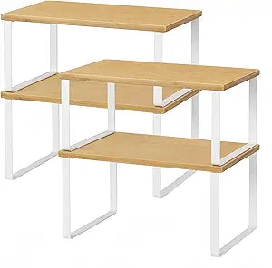 NEX Bamboo Cabinet Organizer Shelf, Kitchen Counter Shelves Set of 4