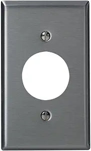 Leviton 1-Gang, Single 1.406-Inch Hole Device Receptacle Wallplate, Standard Size, Device Mount, Stainless Steel, 84004-40