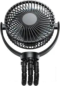 Dorobeen Portable Stroller Fan, Baby Stroller Fan, 5000mAh Battery Powered Fan, Portable Fan for Stroller, Desk, Travel, Car