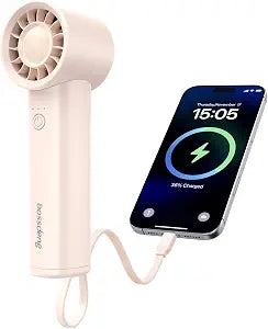 Portable Fan with Power Bank & Flashlight-Pink