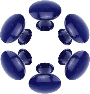 Semetall 6pcs Round Dresser Knobs 1.18 Inch Dark Blue