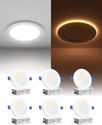 Ensenior 6 Pack 4 Inch LED Recessed Lights with Night Light, 5CCT 750LM