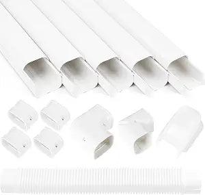 3" 10Ft Mini Split Line Set Cover Kit, Decorative PVC Slim AC Line Covers