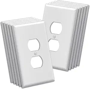 BESTTEN 10 Pack 1-Gang Jumbo Duplex Receptacle Outlet Wall Plate, White