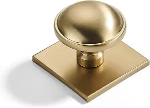 khtumeware 10-Pack Heavy Duty Solid 1-1/2 Inch Cabinet Knob with Backplate,Brushed Brass Drawer Knobs with Back Plate, Ideal for Dressers and Kitchen cabinets.