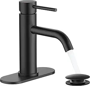 FORIOUS Bathroom Faucet 1 Hole, Black Single Handle Vainty Sink Faucets