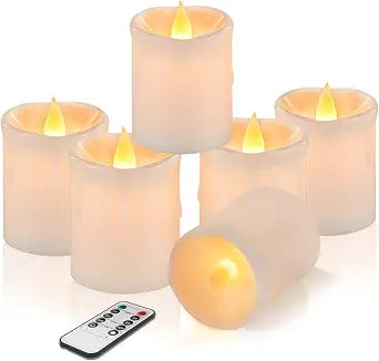 Flameless Votive Candles, 2"x2.7" Battery LED Tealights White 6 Pack