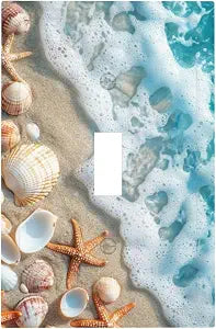 Coastal Beach Seashell Single Toggle Switch Plate Cover, PC Material Ocean-Themed Electrical Wall Plate, Nautical Home Decor for Bedroom, Bathroom