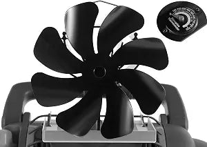VODA Wood Stove Fan 8 Blades Heat Powered Activated Thermal Fans (Bracket Included), Non Electric Fireplace Fan for Wood Burning Stoves/Heaters