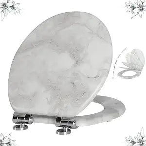 Angel Shield ROUND Toilet Seat Molded Wood 16.5"(Gray Marble)