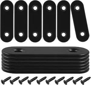 12 Pcs 2 Inch Black Straight Brackets, Stainless Steel Brace