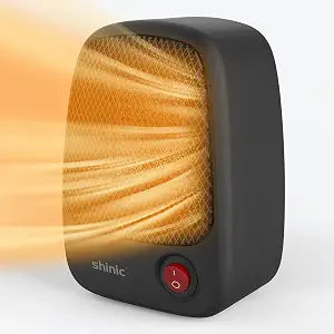 shinic 500W Mini PTC Ceramic Space Heater, Warm Gift for Christmas, Black