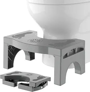 Foldable Toilet Stool for Adults, Non-Slip Bathroom Squatting Stool Portable Poop Stool Squat for Adult Kids Seniors, Toilet Assistance Potty Foot Step Stool, No Installation Required, Gray