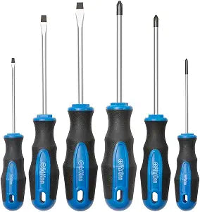 ROTATION 6PC Magnetic Tip Screwdriver Set, 3 Phillips and 3 Flat