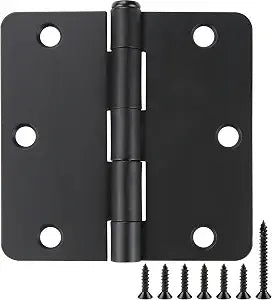 18 Pack Black Door Hinges Black Matte Black Hinges for Doors 3 1/2 Interior Door Hinges 3.5" x3.5 Inch Hinges Rounded 1/4" Raidus Standard Residential Bedroom Door Hinge Sturdy Door Hardware