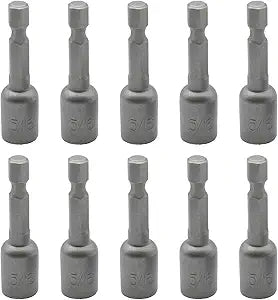 TEMO 10p 5/16" Magnetic Nutsetter Nut Driver 1/4" Shank, Impact S2 Steel