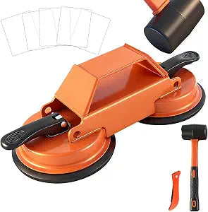 Floor Gap Fixer Tool Heavy Duty 45Striking Surface Floor Gap Repair Tool Made of Iron & Enhanced Suction Cup with Slot Cutter, Hammer and 5pcs Sticky Pads for Fixer Laminate/Vinyl Flooring Tools