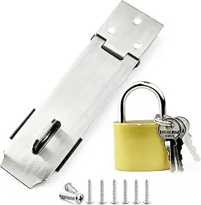Arlai 4" Stainless Steel Latch Lock Padlock hasp Set, with Screws and Padlock, Your Own Fence Locks gate Lock, for shed Locks with Keys Lock hasp Set