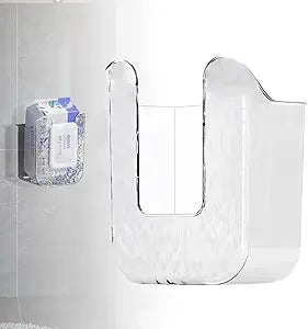 Kitchen Wipes Storage, Flushable Wipes Holder for Bathroom, Wall-Mounted Tissue Box, Non-Slip Flushable Wipes Holder, Wipe Container, Wipes Dispenser for Kitchen Bedroom Bathroom, White