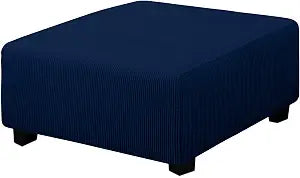 Easy-Going Stretch Square Ottoman Cover 40x40x15 inch Navy