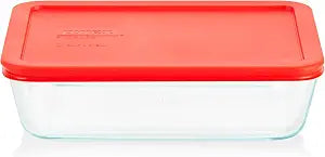 Pyrex Simply Store 6 Cup Glass Food Storage Container, BPA-Free Lids
