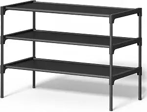 SONGMICS 3-Tier Shoe Rack, Space-Saving, Shoe Storage Organizer