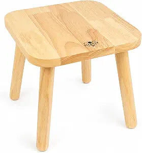 BEE&OAK 11 Inch Wooden Step Stools for Adults, Solid Rubber Wood Non-Slip Step Foot Stool, Heavy Duty 300 lbs One Step Stool for Bedroom, Bathroom, Kitchen,Outdoor (Natural)