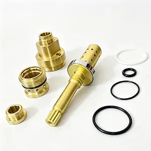 1 Set Shower Valve Rebuild Kit, TA-10 Flow Control Spindle & TA-4 Hot and Cold Seats & T-12A Cap Part Compatible with Symmons Temptro Shower Valves, Fix Tub/Shower Valve Leak, Brass