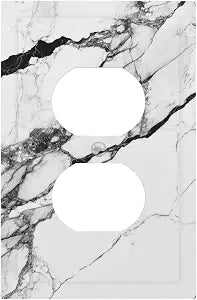 Outlet Covers Black And White Marble Texture 1 Gang Duplex Decorative Switch Plate Covers Light Switch Cover Plate Electrical Socket Cover For Farmhouse Cabin Decor