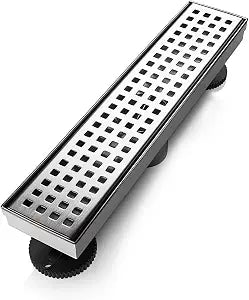 SaniteModar Linear Shower Drain 12 inch Brushed with Square Hole Panel